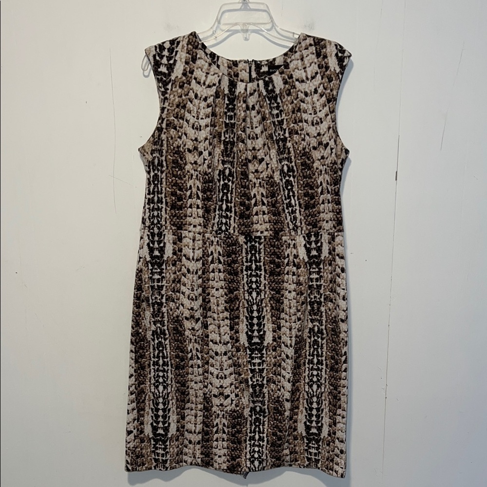 Dana Buchman Brown and Black Snake-Print Midi Dress Size 14 No Belt 0330264